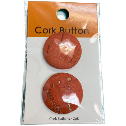 Cork Button (Red) - 1 Inch Small - BCB-98-22S (2pcs x 3 Cards Per Order)