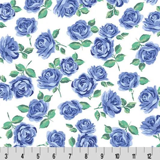 Cottage Rose Lane Yorkshire Quilting Cuddle Blue Bonnet Fabric per yard