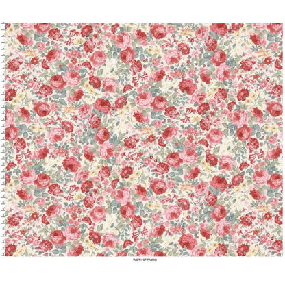 Cream/Multi Focal Floral La Fleur Flannel Cotton 42"/43" Fabric Per Yard