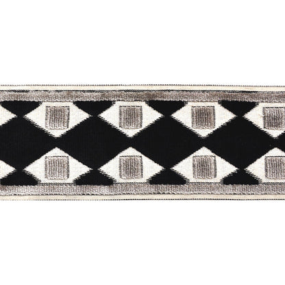 Decorative Chenille Trim Tape - 3 1/2" Wide (25 Yard Roll) - BR-7539-02/11 Black and Ivory
