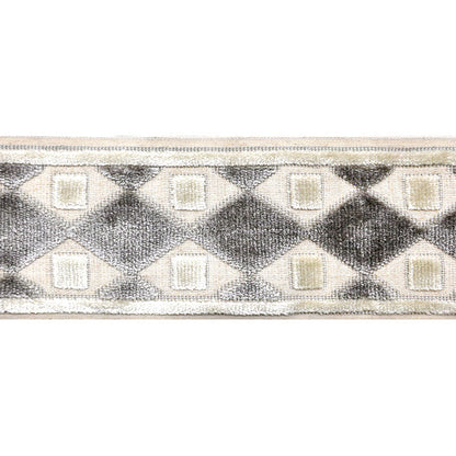Decorative Chenille Trim Tape - 3 1/2" Wide (25 Yard Roll) - BR-7539-11/24 Grey and Ivory