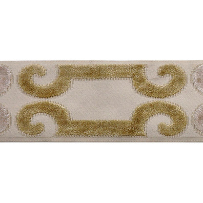 Decorative Chenille Trim Tape - 3 1/2" Width (25 Yard Roll) - BR-7523-82/11 Beige/Taupe