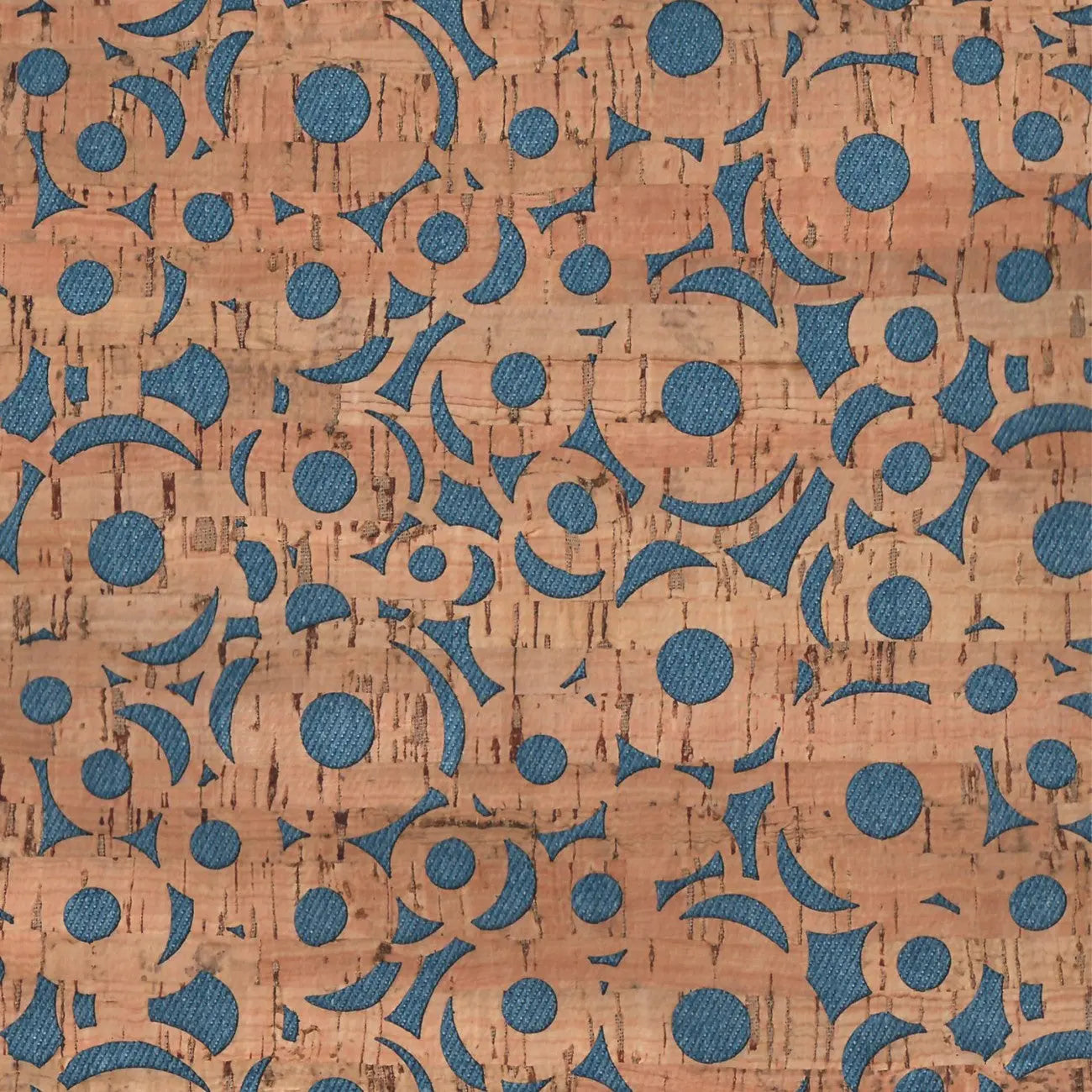 Denim Canvas Backed Cheery O's Pro Cork 1/2 yard