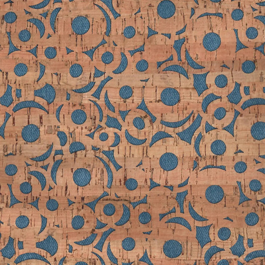 Denim Canvas Backed Cheery O's Pro Cork 1/2 yard
