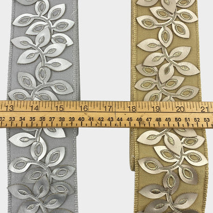 Embossed Floral Decorative Trim Tape - 3" Width (25 Yard Roll) - BR-7537-10 Gold