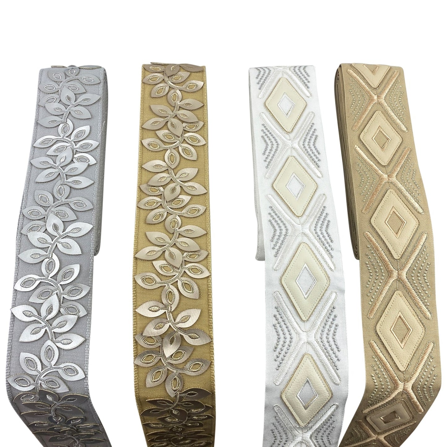Embossed Floral Decorative Trim Tape - 3" Width (25 Yard Roll) - BR-7537-10 Gold