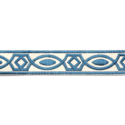 Embroidered Decorative Woven Trim Tape - 1 1/4" Width (25 Yard Roll) - BR-7339-05 Light Blue