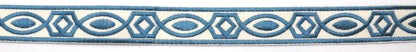 Embroidered Decorative Woven Trim Tape - 1 1/4" Width (25 Yard Roll) - BR-7339-05 Light Blue