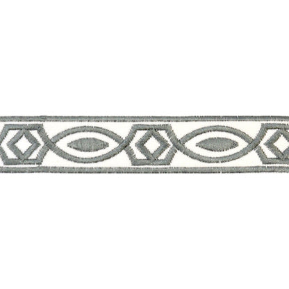 Embroidered Decorative Woven Trim Tape - 1 1/4" Width (25 Yard Roll) - BR-7339-49 Charcoal