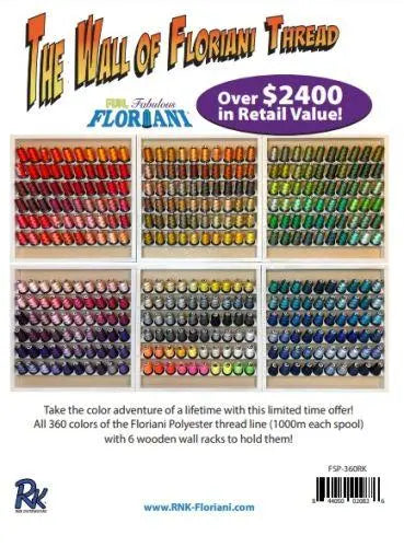 Floriani Great Wall of Thread - 360 Colors + 6 Wood Racks