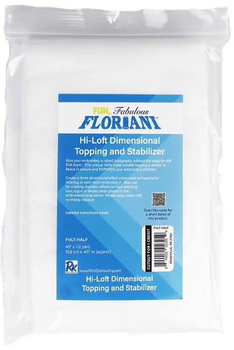 Floriani Hi-Loft Dimensional Water-Soluble Topping 40" x 1/2 yd