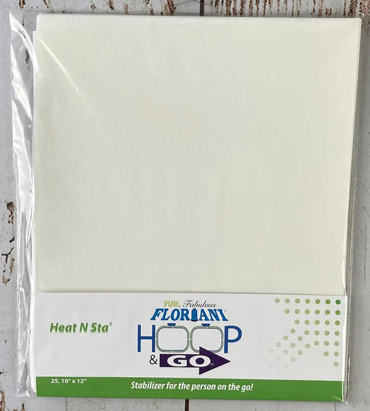 Floriani Hoop N Go 10" Heat N Sta Fusible Tearaway -FHS 10"x12" - 25 PK