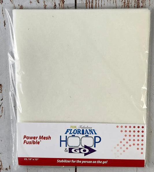 Floriani Hoop N Go 10" Power Mesh Natural Fusible -FPMNAF 10"x12"-25PK