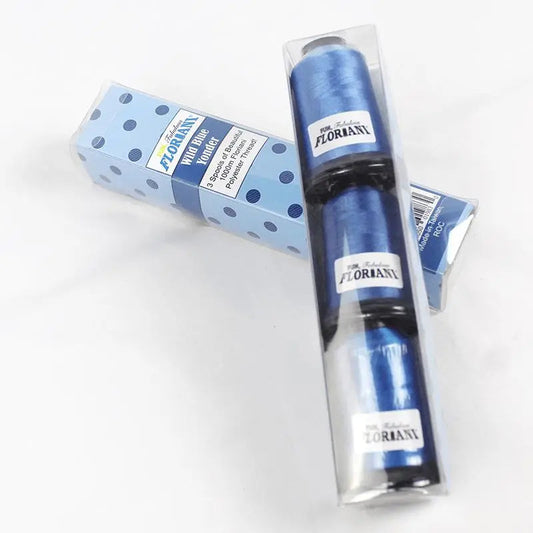 Floriani Thread  3 SPOOL SET- WILD BLUE YONDER BLUE