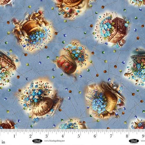 Forget Me Not Slate Cotton 44"/45" Fabric Per Yard