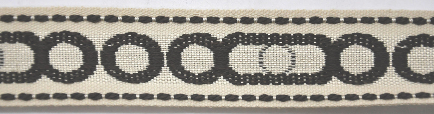 Godiva Collection - 1 1/2" width CIRCLE PATTERN BRAID (25 Yard Roll) - BR-7097-28/66 Beige and Chocolate