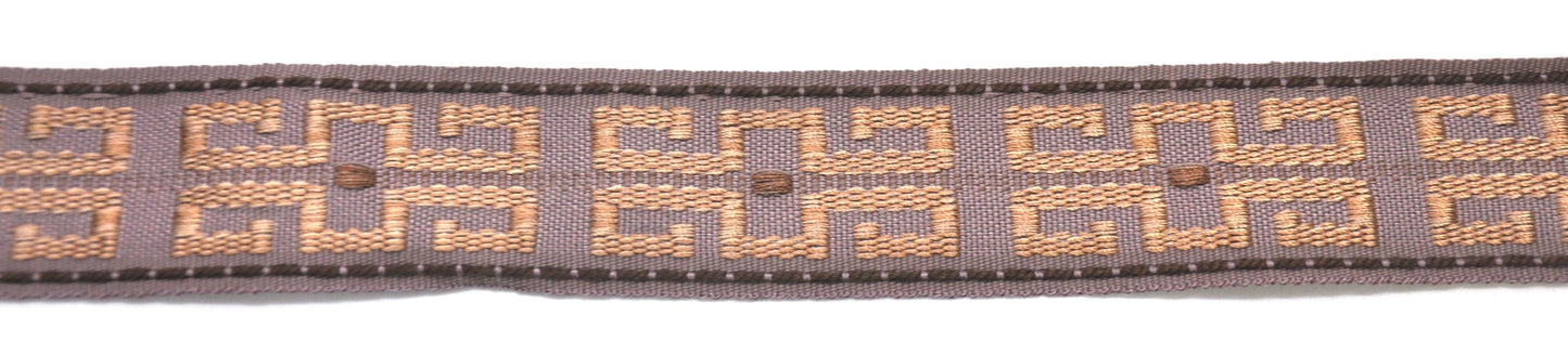 Godiva Collection - 1 1/2" width KEY PATTERN BRAID (25 Yard Roll) - BR-7096-21/38 Lilac and Toffee