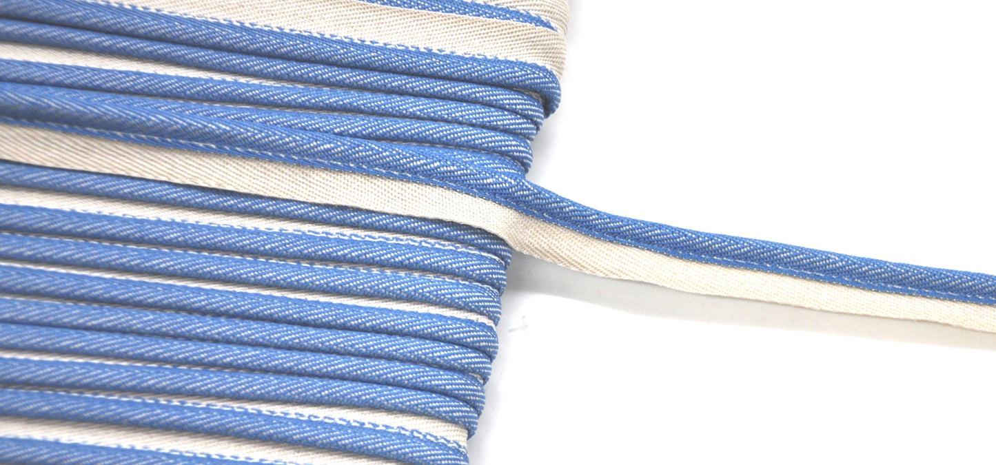 Godiva Collection - 1/4" Width PIPING CORD with LIP (50 Yard Roll) - BC-10098-05/24 Navy Blue and Ivory