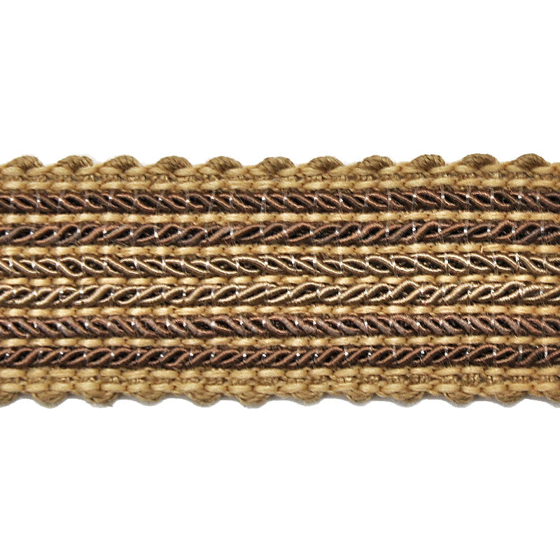 Godiva Collection - 3/4" width NARROW BRAID (25 Yard Roll) - BR-7098-82/28 Taupe and Beige