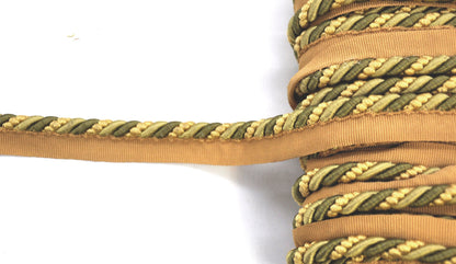 Godiva Collection - 3/8" Width CORD with LIP (50 Yard Roll) - BC-10097-63/61 Moss Green and Mocha
