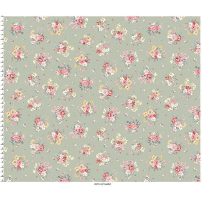 Green Bouquet La Fleur Flannel Cotton 42"/43" Fabric Per Yard