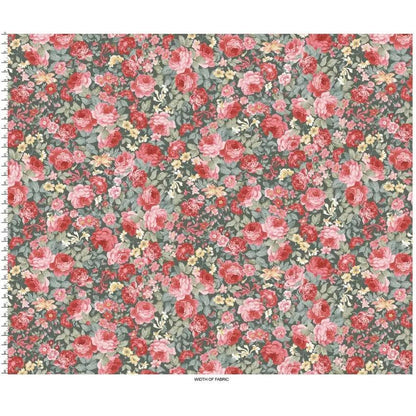 Green/Multi Focal Floral La Fleur Flannel Cotton 42"/43" Fabric Per Yard