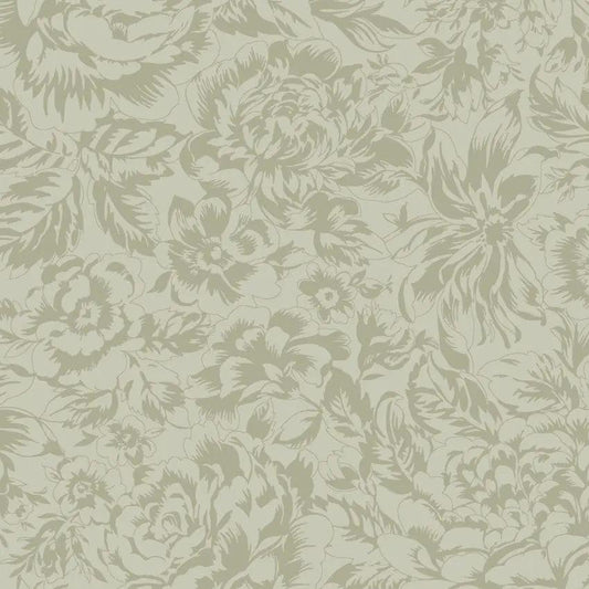 Green Tonal Floral La Fleur Flannel Cotton 42"/43" Fabric Per Yard