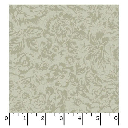 Green Tonal Floral La Fleur Flannel Cotton 42"/43" Fabric Per Yard