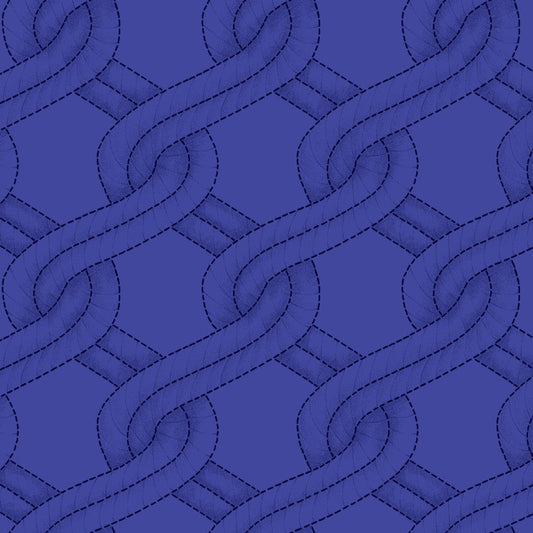 Royal Blue Twisted Rope Stitched Braid Cotton Wideback Fabric Per Yard