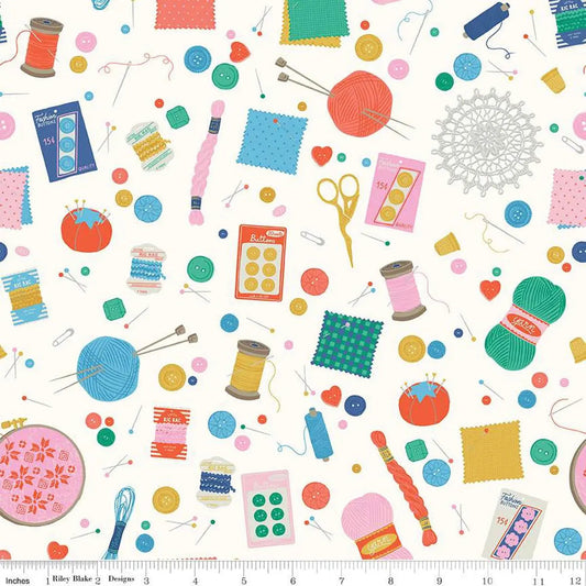 Hand Made Notions Cloud Cotton 43"/44" Fabric Per Yard