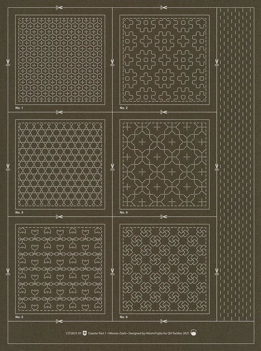 Hitome-Zashi Coaster Pattern 1 Slate