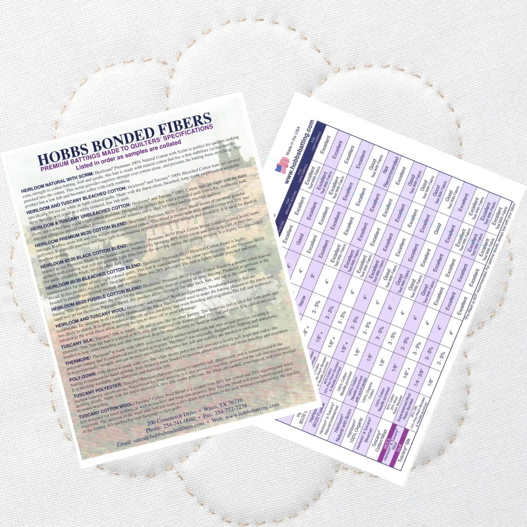 Hobbs Batting Spec Chart PDF Free Download