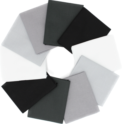 Supreme Solids - Fat Quarter Bundle - 10 pack (White/Grey/Black)
