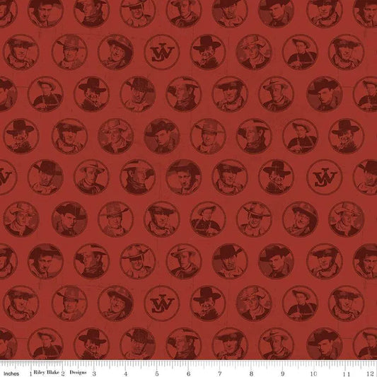 John Wayne American West Circles Red 43"/44" Fabric Per Yard