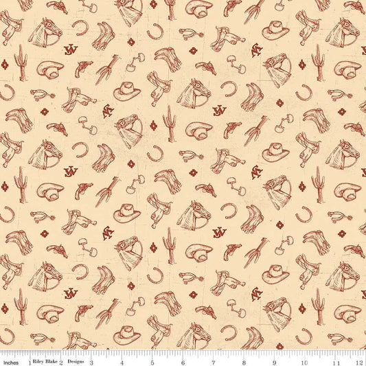 John Wayne American West Icons Cream 43"/44" Fabric Per Yard