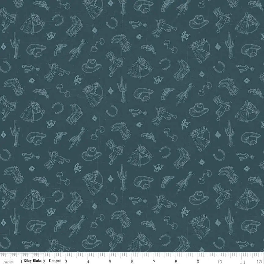 John Wayne American West Icons Navy 43"/44" Fabric Per Yard