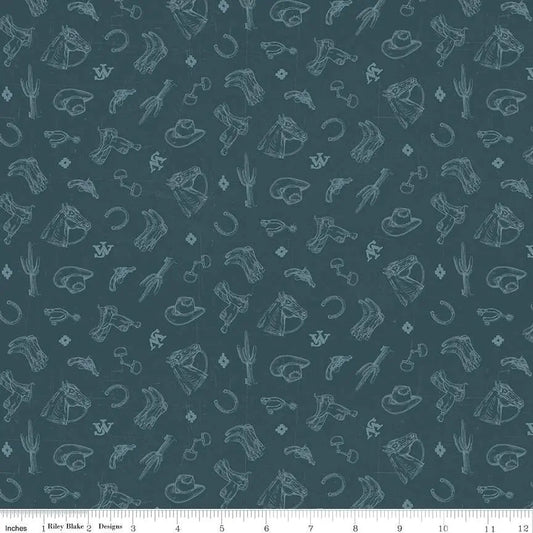 John Wayne American West Icons Navy 43"/44" Fabric Per Yard