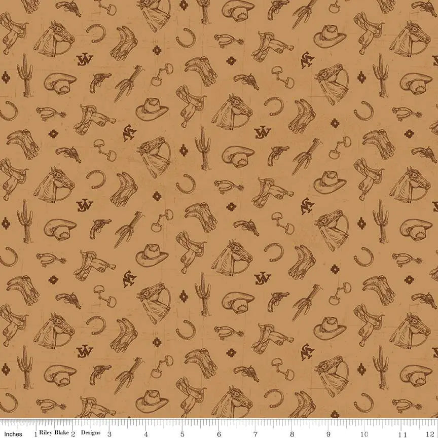 John Wayne American West Icons Tan 43"/44" Fabric Per Yard