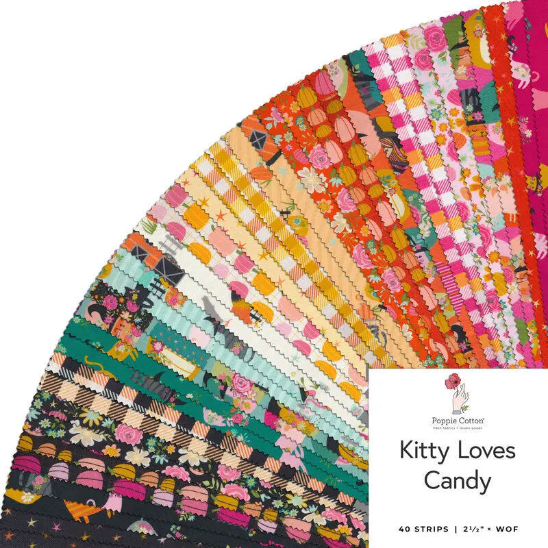 Kitty Loves Candy Poppie Cotton 2.5" Strips