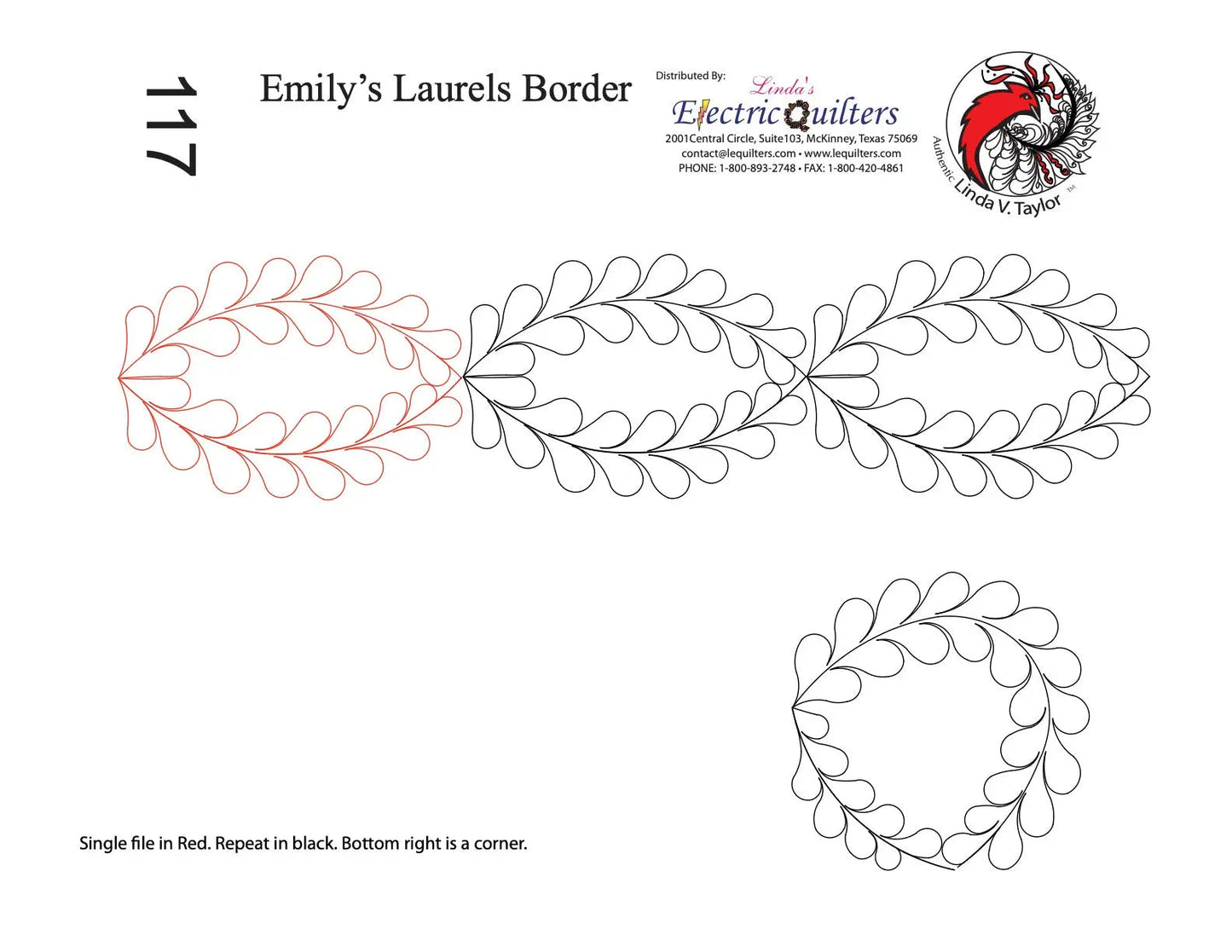 117 Emily's Laurels Pantograph with Blocks by Linda V. Taylor