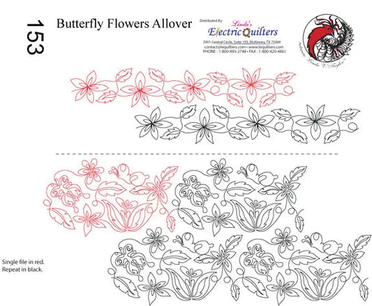 153 Butterfly Flowers Pantograph by Linda V. Taylor