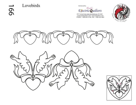 166 Lovebirds Pantograph with Blocks by Linda V. Taylor