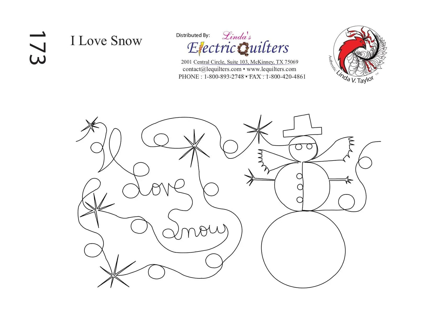 173 I Love Snow Pantograph with Blocks by Linda V. Taylor