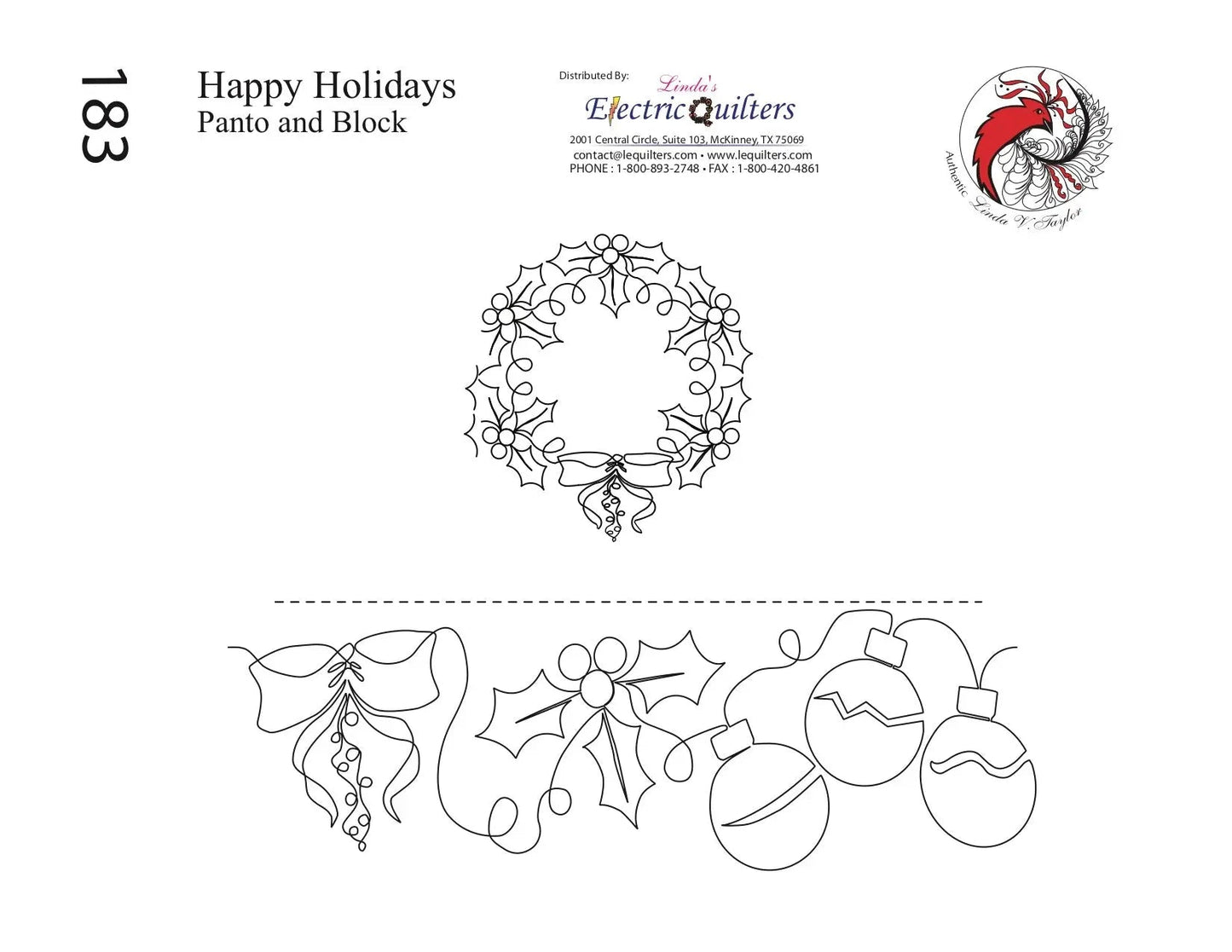 183 Happy Holidays Pantograph with Blocks by Linda V. Taylor