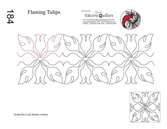 184 Flaming Tulips Pantograph with Blocks by Linda V. Taylor