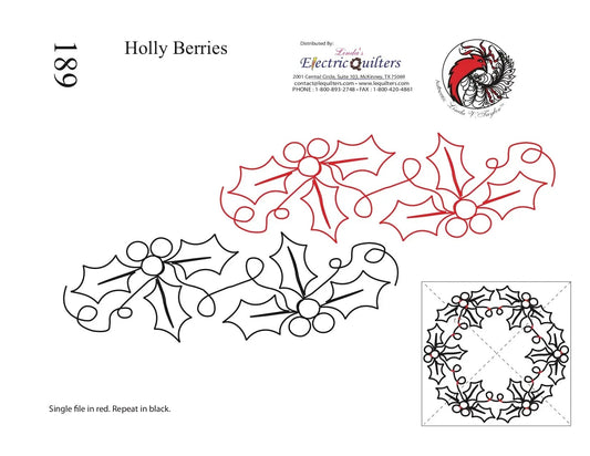 189 Holly And Berries Pantograph with Blocks by Linda V. Taylor