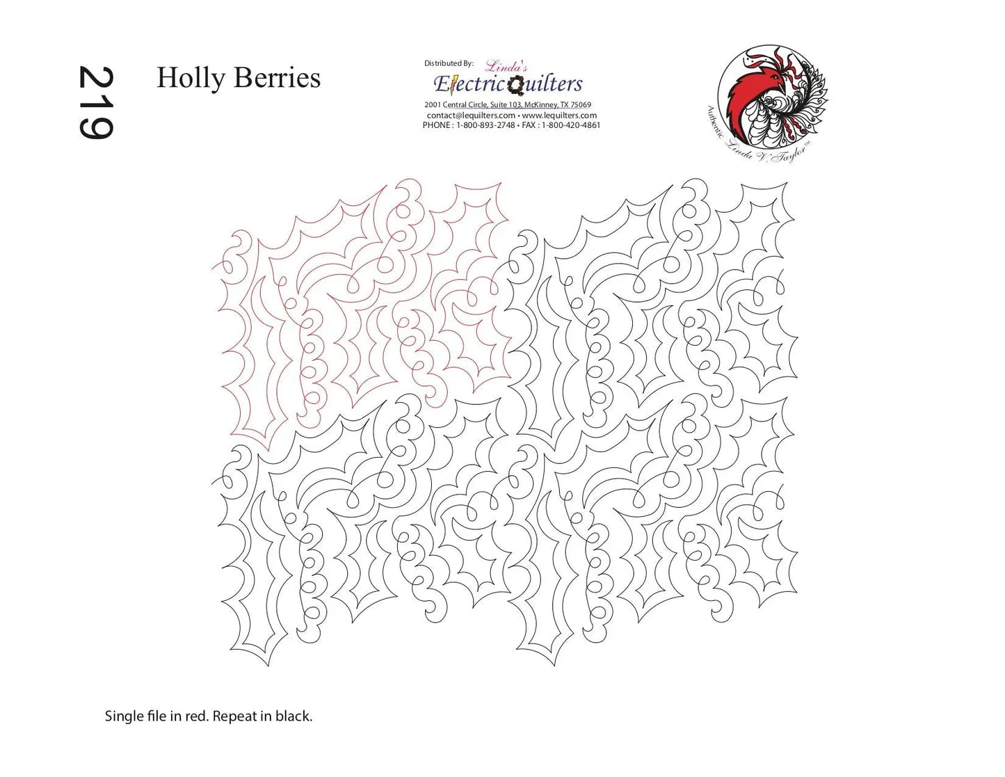 219 Hollyberries Pantograph by Linda V. Taylor