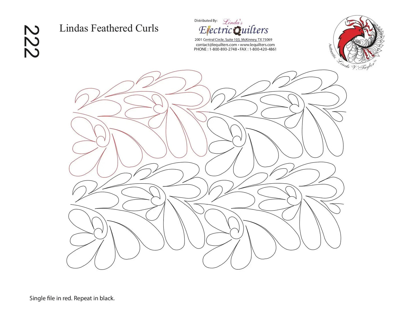 222 Lindas Feathered Curls Pantograph by Linda V. Taylor