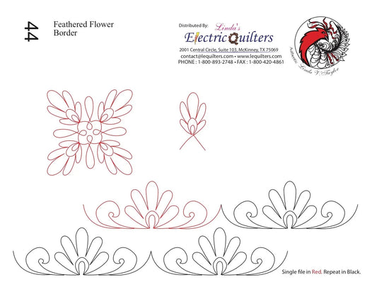 044 Feathered Flower Border Pantograph by Linda V. Taylor