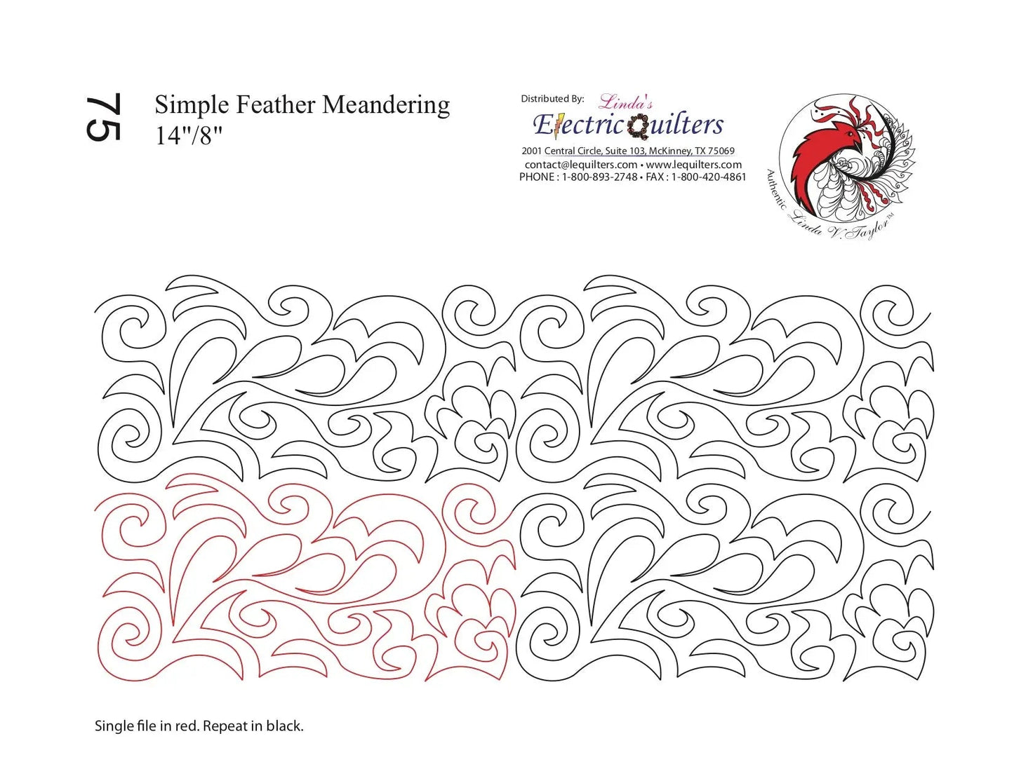 075 Simple Feather Meandering Pantograph by Linda V. Taylor